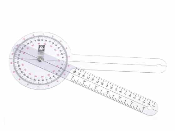 Goniometer 12" (30 cm) med en 1 graders precision.